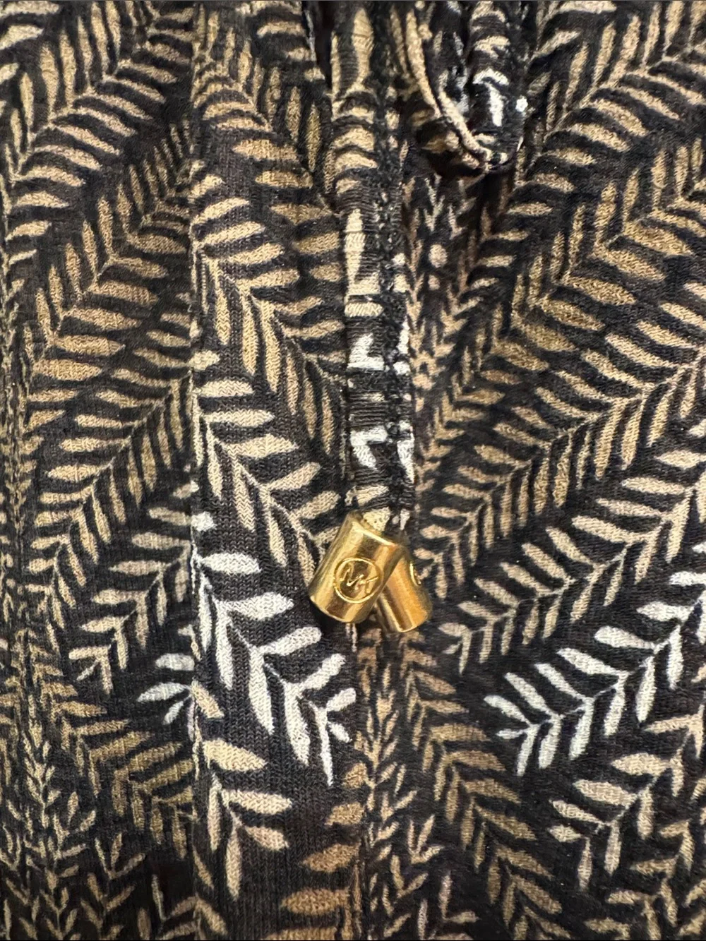 Michael Kors Brown and Black Printed V-Neck Blouse